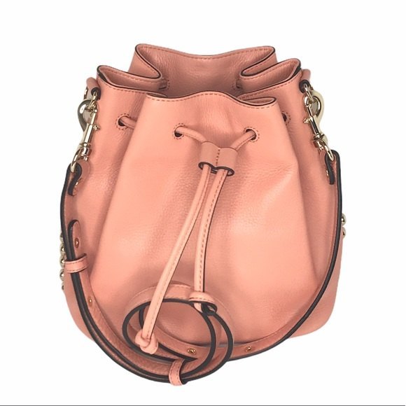 Rebecca Minkoff Leather Bucket Bag Apricot Peach Pink - Picture 1 of 11